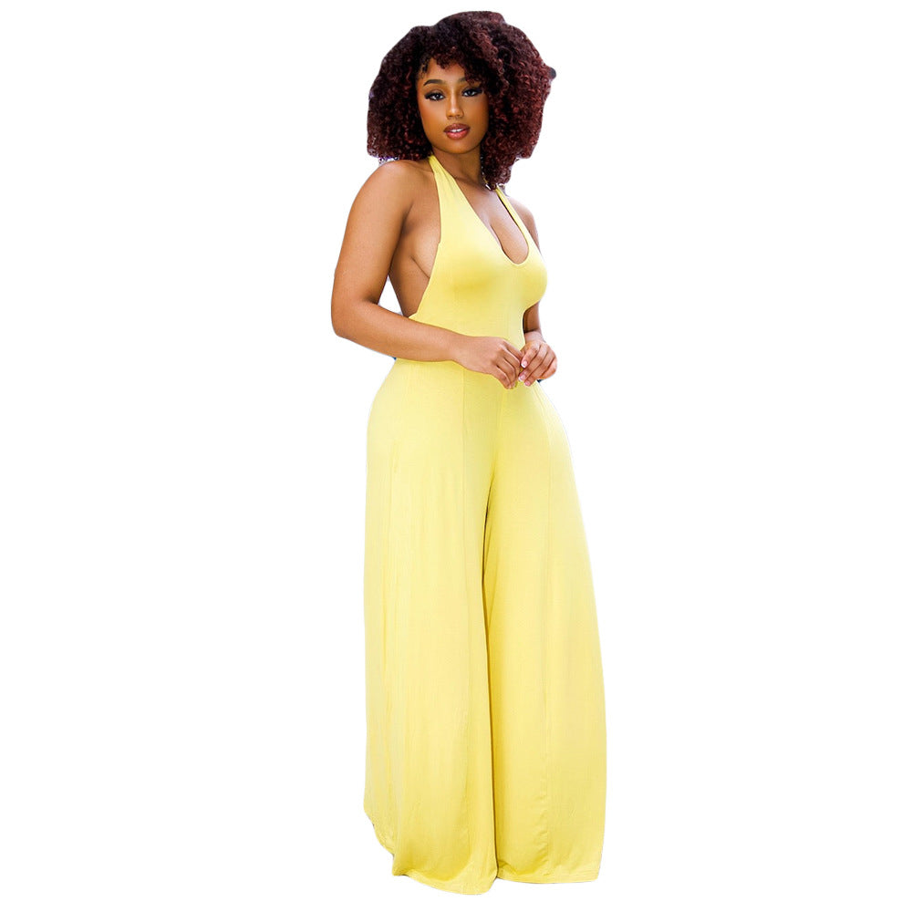 Women Summer Sexy Loose Sleeveless Backless Jumpsuit 6