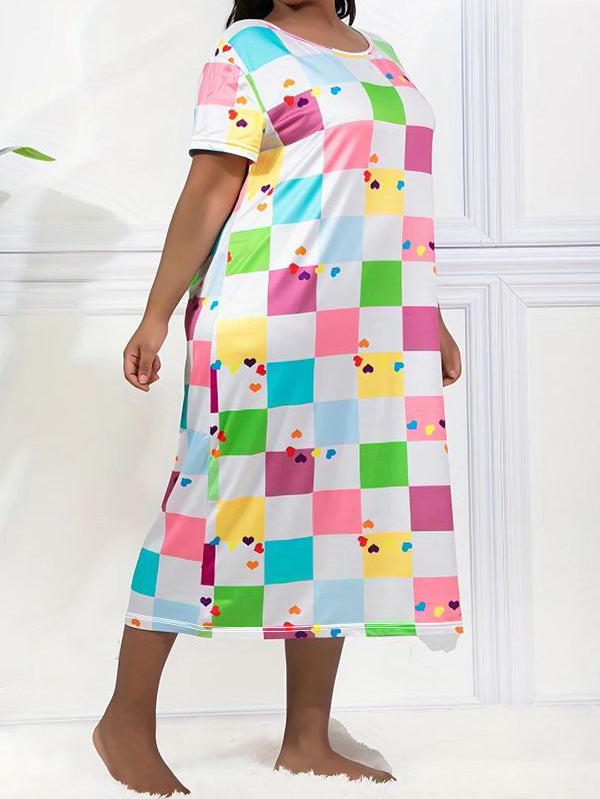 Plus Size Women Loose Casual Print Dress 5