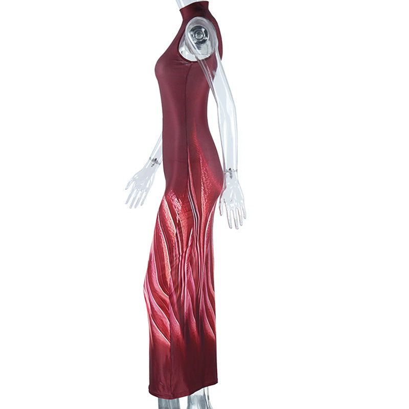 Fashion Printed Sleeveless Slim Long Dress 7