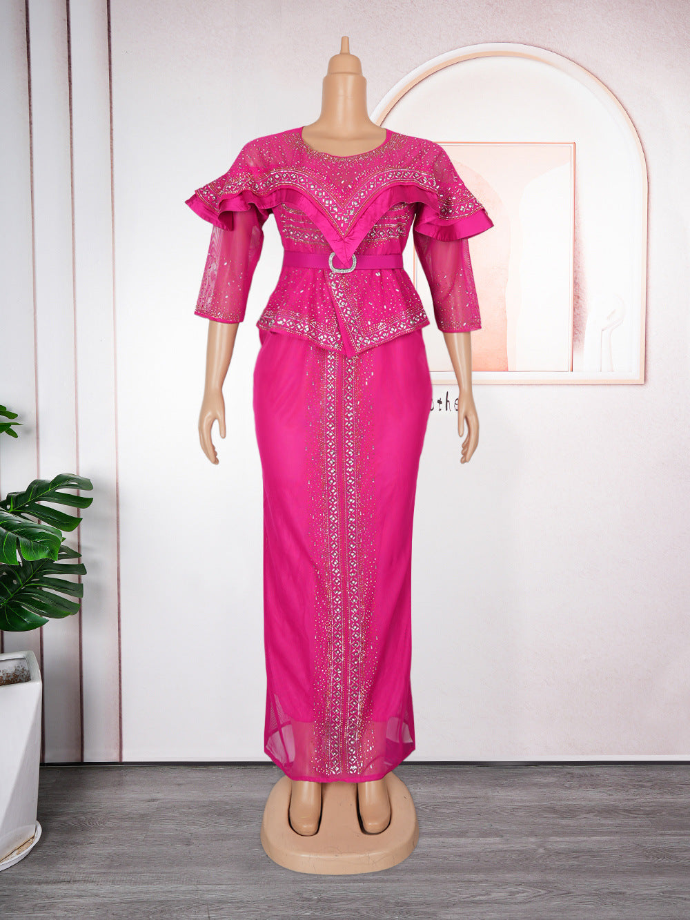 African Women's Clothing Sexy Beaded Dress 10