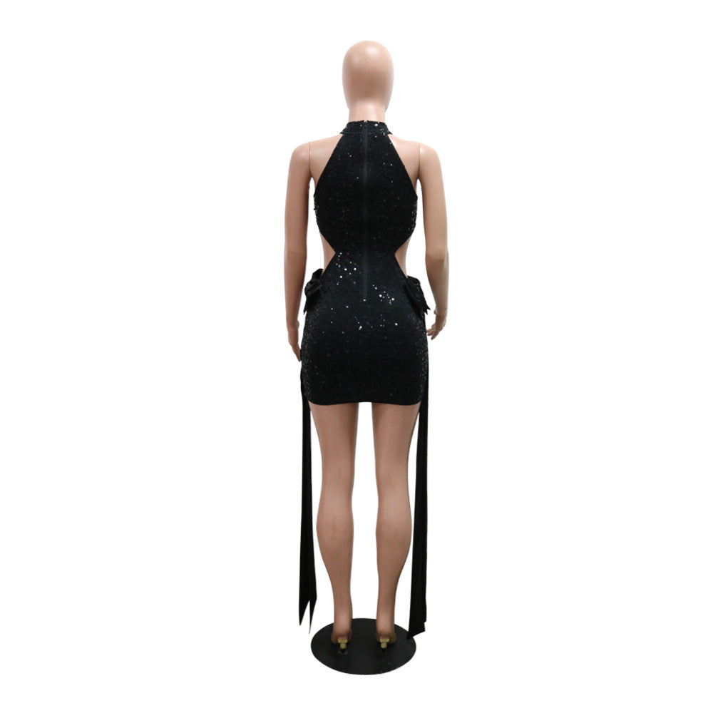 Women Halter Neck Sleeveless Sequin Bodycon Dress 6