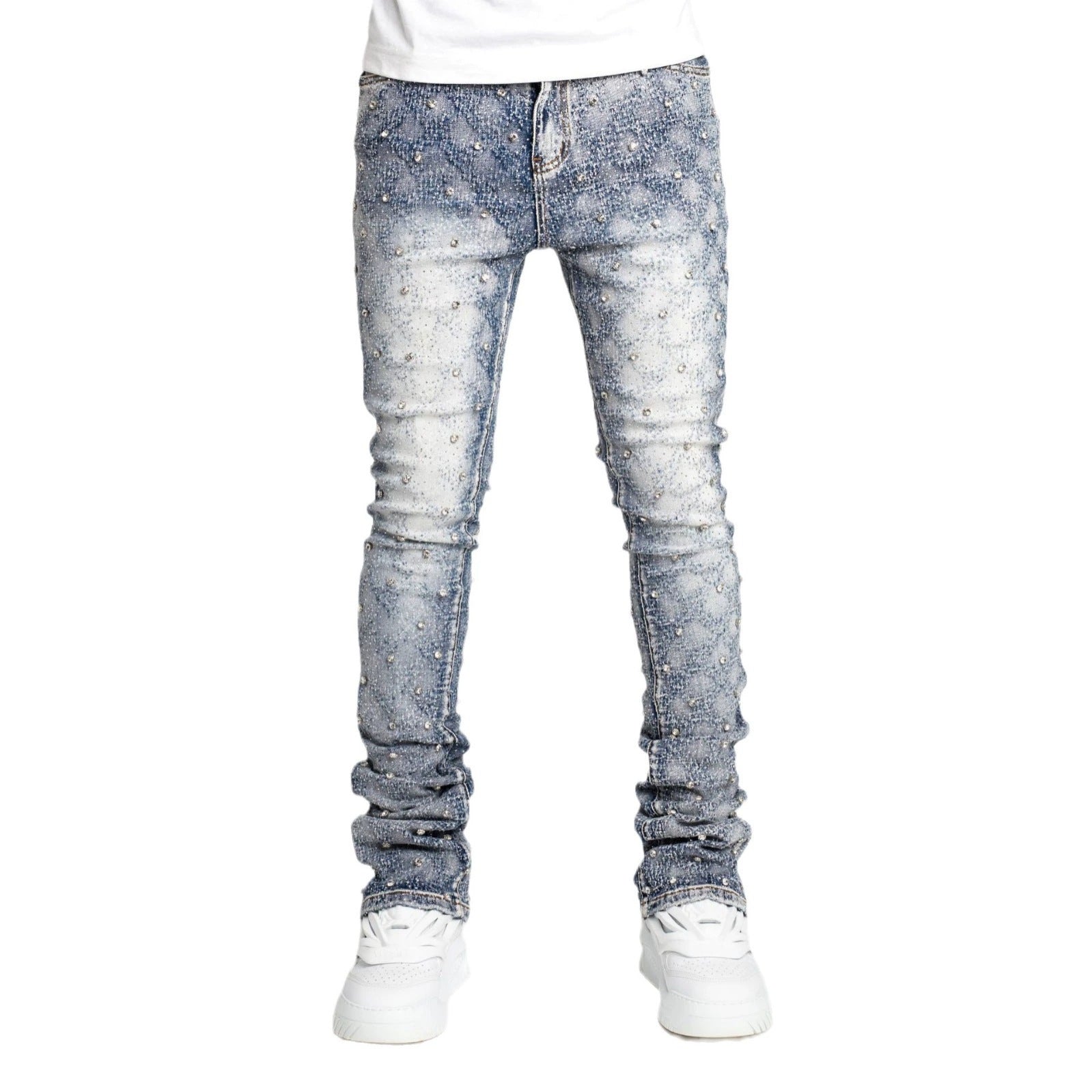 Men's Style Stretch Pearl Denim Straight Pants