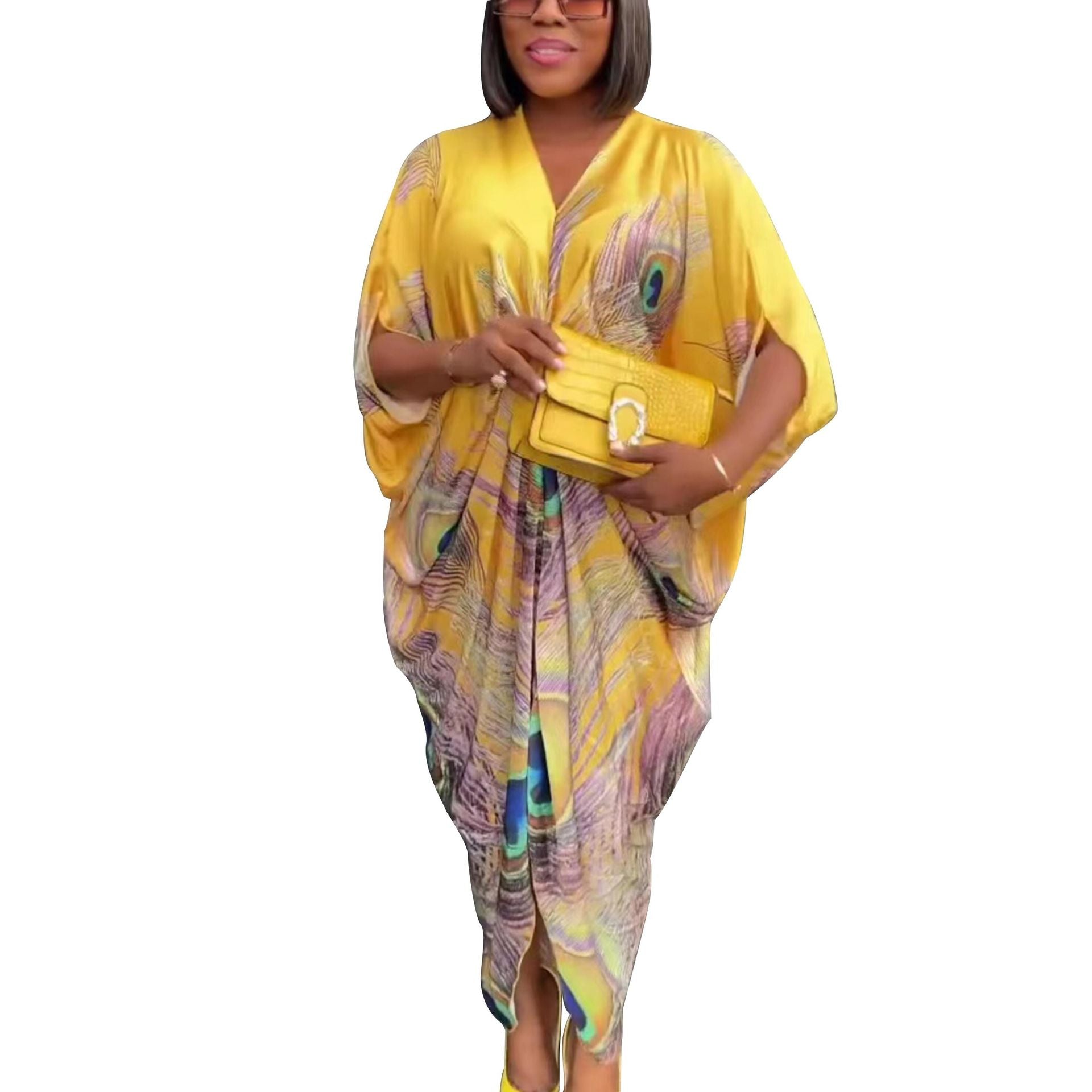 Summer Ladies Printed Short Sleeve Loose Dress 9