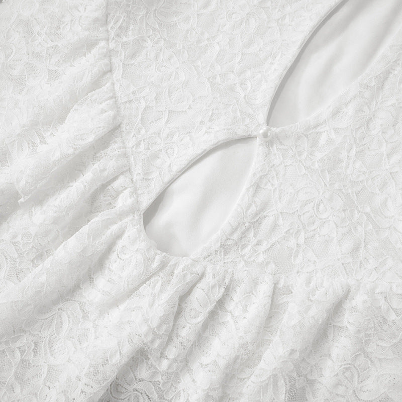 Spring Fashion Women's Slim Hollow Lace Patchwork Sexy Dress 16