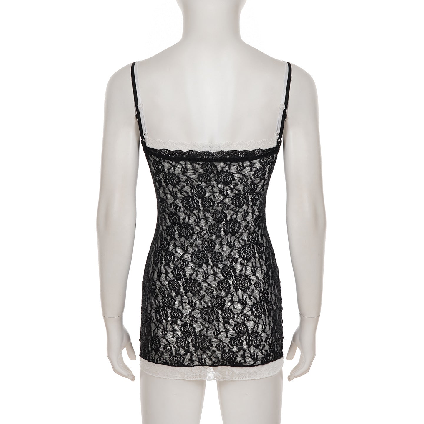 Sexy and elegant lace Patchwork contrast color Strap slim Bodycon Dress 9