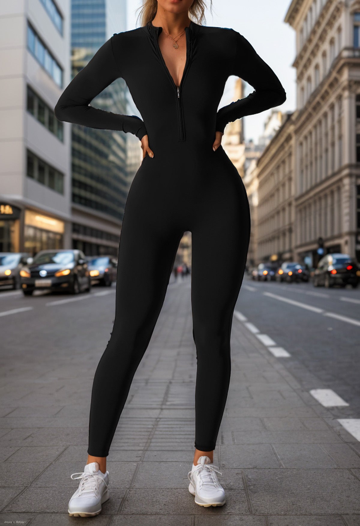 Autumn Winter Long-Sleeved Long Zipper Yoga One-Piece Sports Fitness Tight Fitting Women Jumpsuit 3