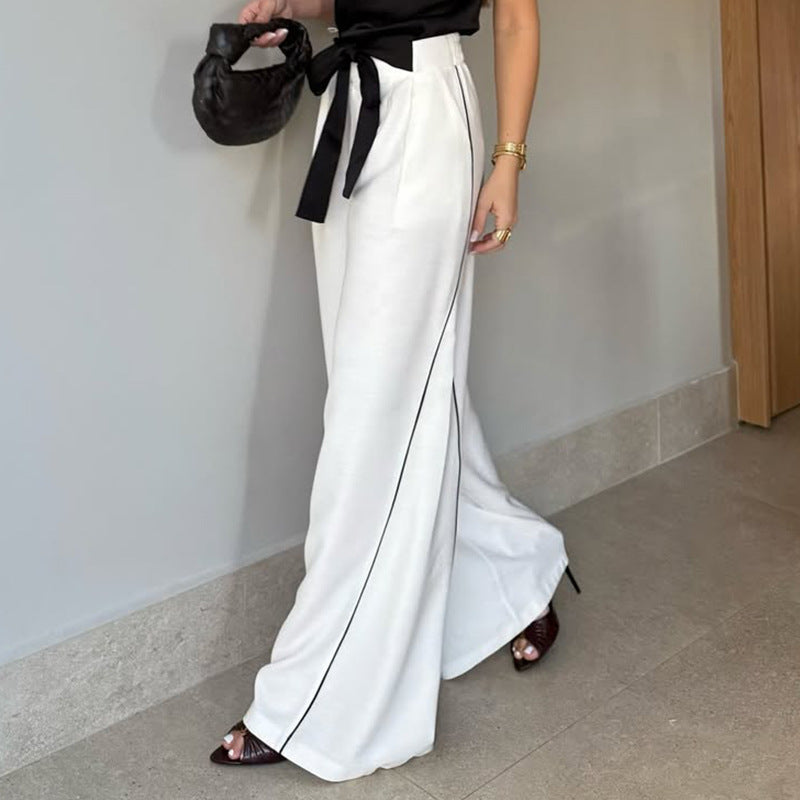 Spring Women's High Waist Casual Straight Pants 4