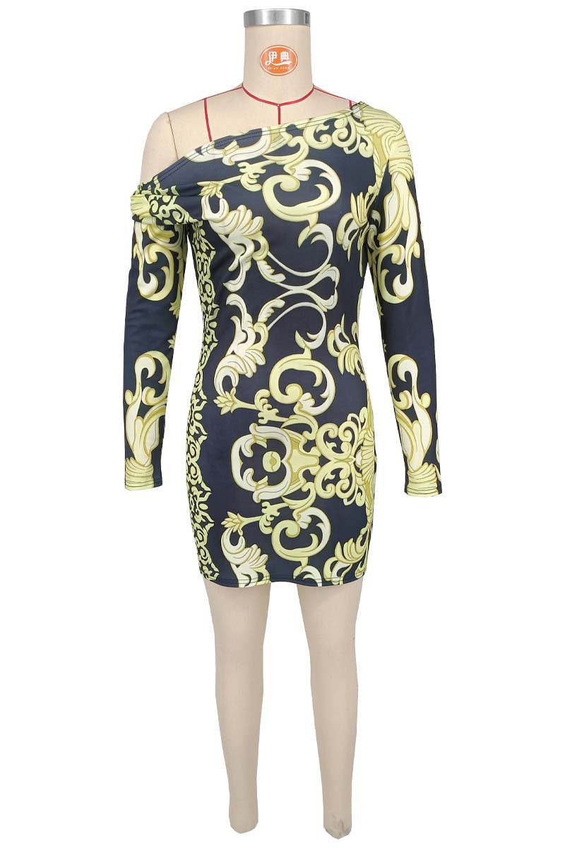 Women Off Shoulder Long Sleeve Bodycon Dress 7