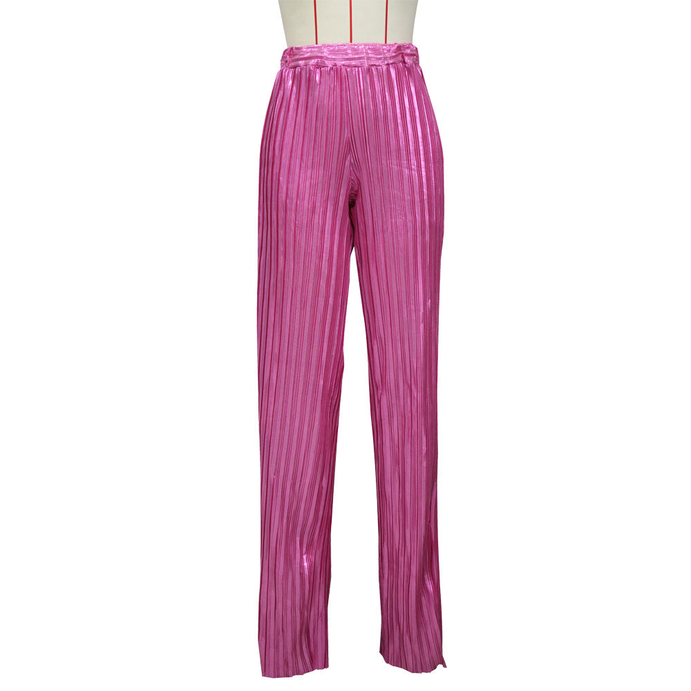 Women Casual Crushed Wide Leg Pants 11