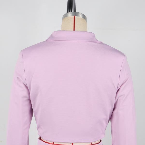 Women elegant Career Turndown Collar Long Sleeve Blazer and Shorts Two-piece Set 17