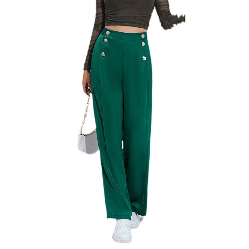 Women loose straight wide leg suit pants 6