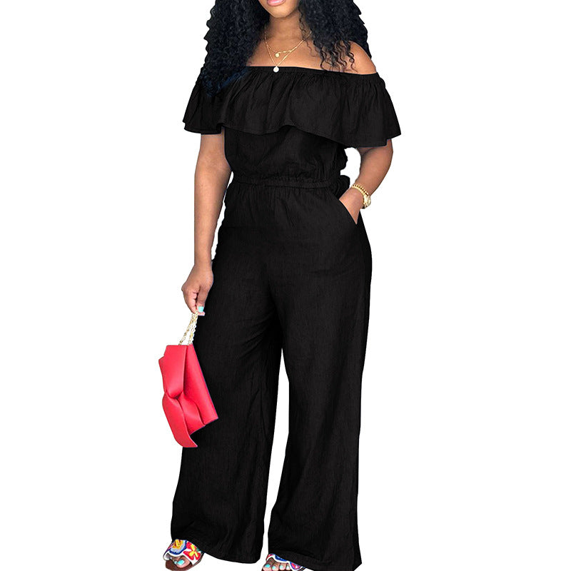 Plus Size Women's Ruffled Off Shoulder Jumpsuit 13