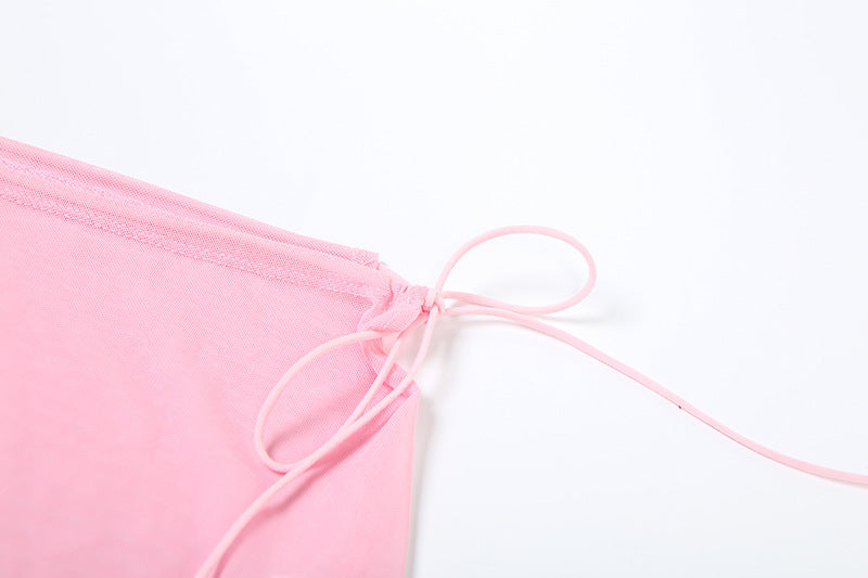 Women's Sheer Mesh and Lace Sleeveless Crop Top Skirt Set 24