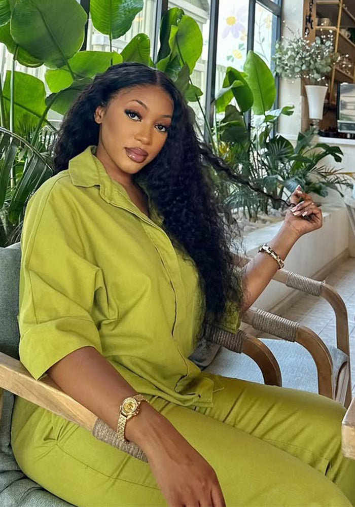 Plus Size Women summer solid African Top and long pants two-piece set 3