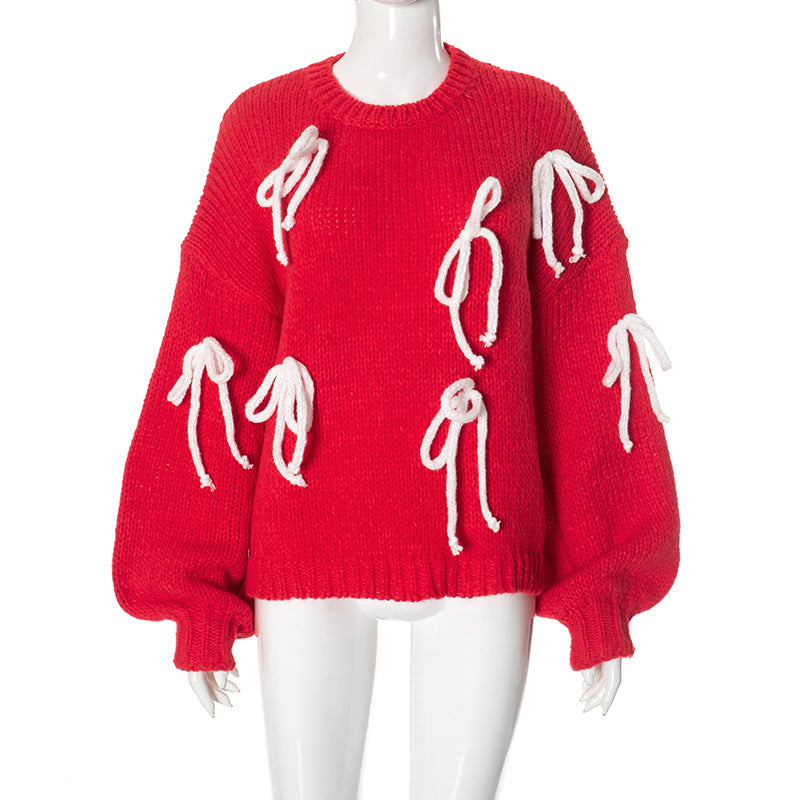 Christmas Women retro lace top sweater 10