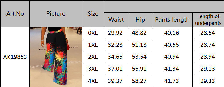 Plus Size Women Printed Casual Wide Leg Pants 8