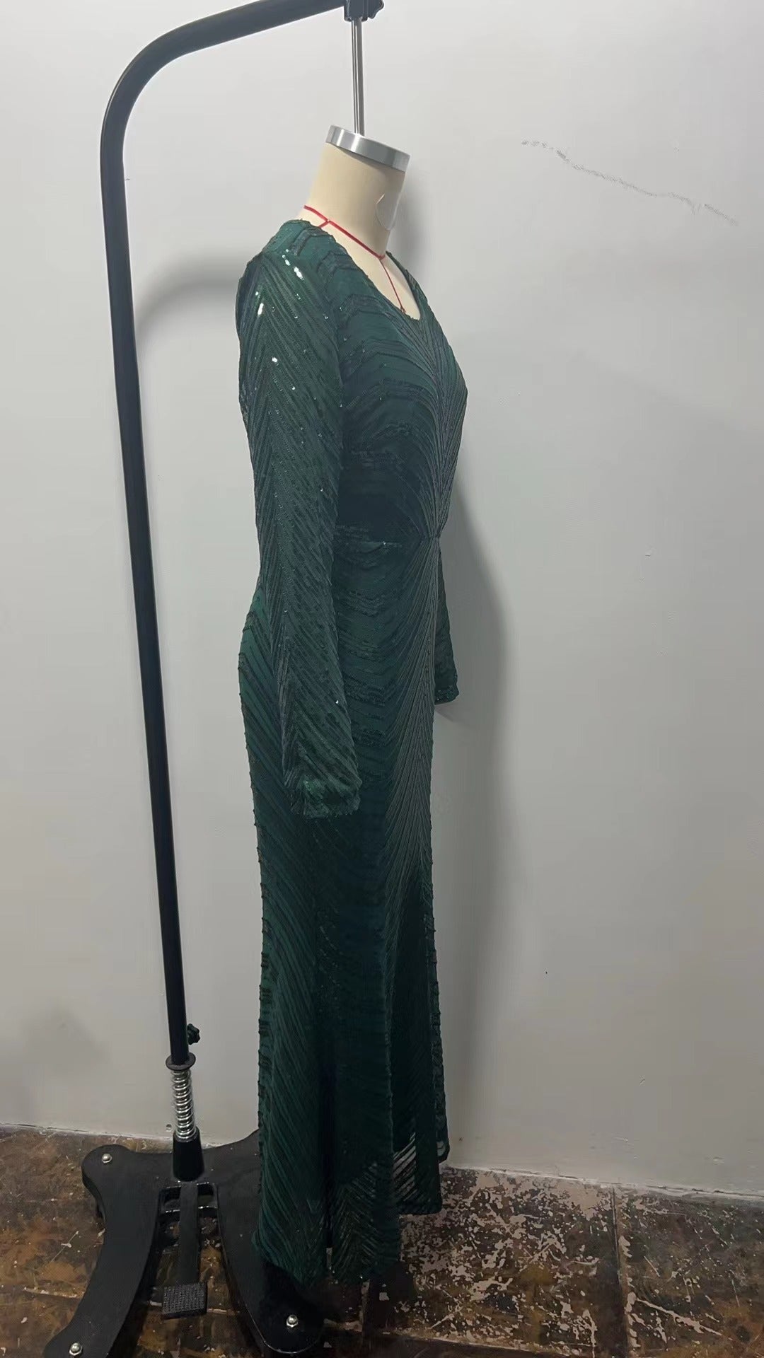 Women Sequin Elegant Formal Party Long Sleeve Evening Dress 4