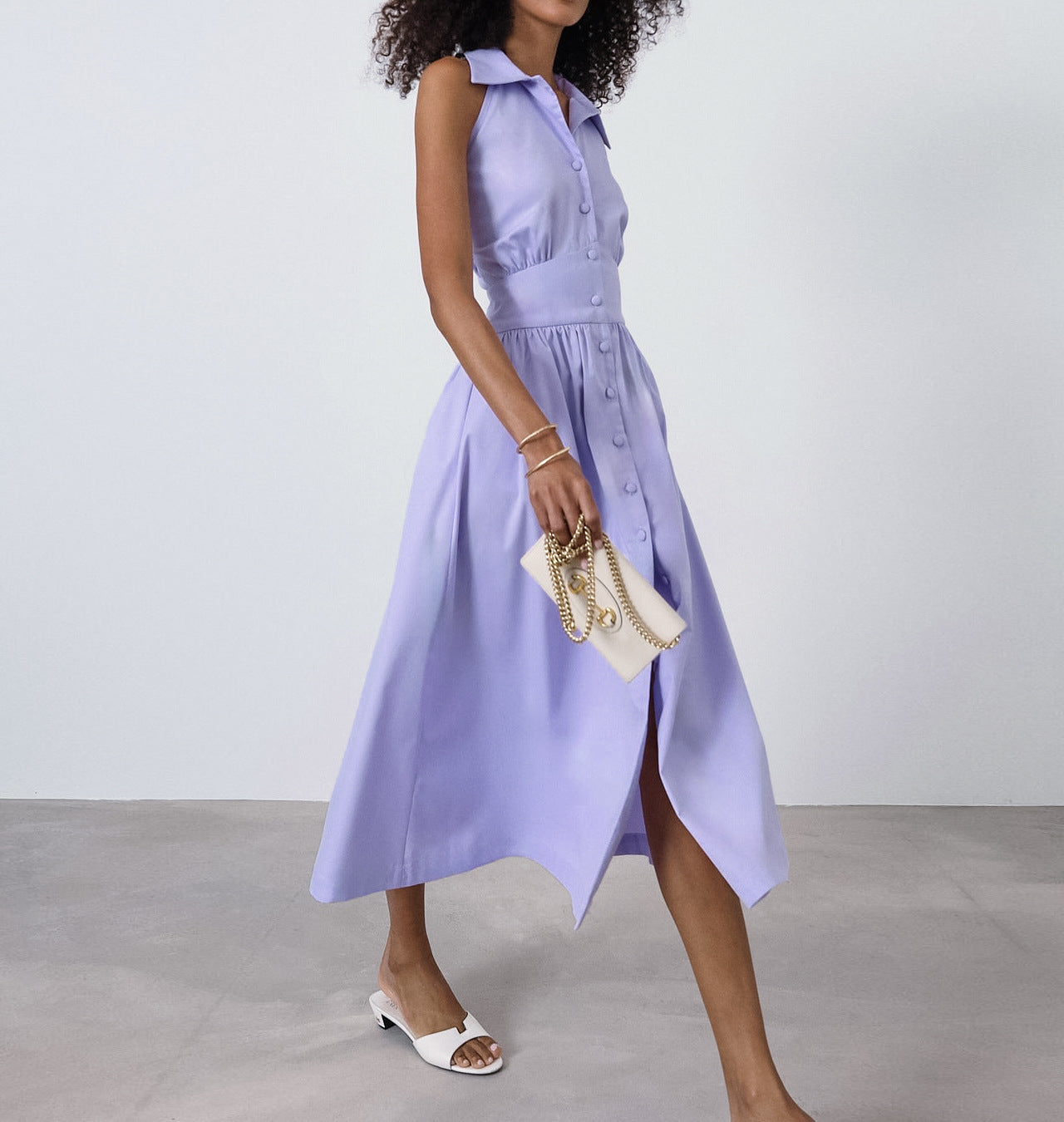 Women Summer Sexy Purple Elegant Sleeveless Halter Neck Dress 21