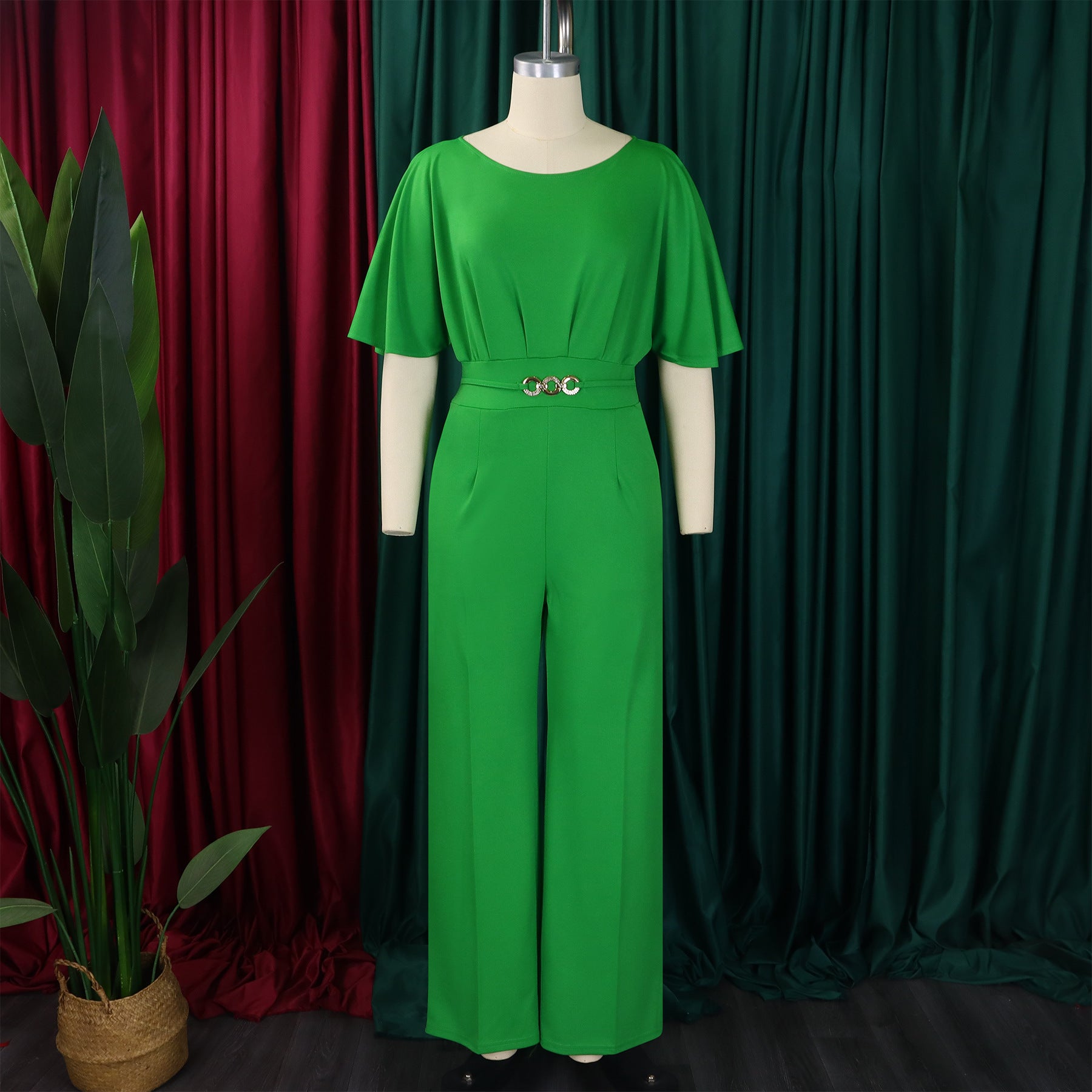 Plus Size Women Loose Solid Wide Leg Jumpsuit 16