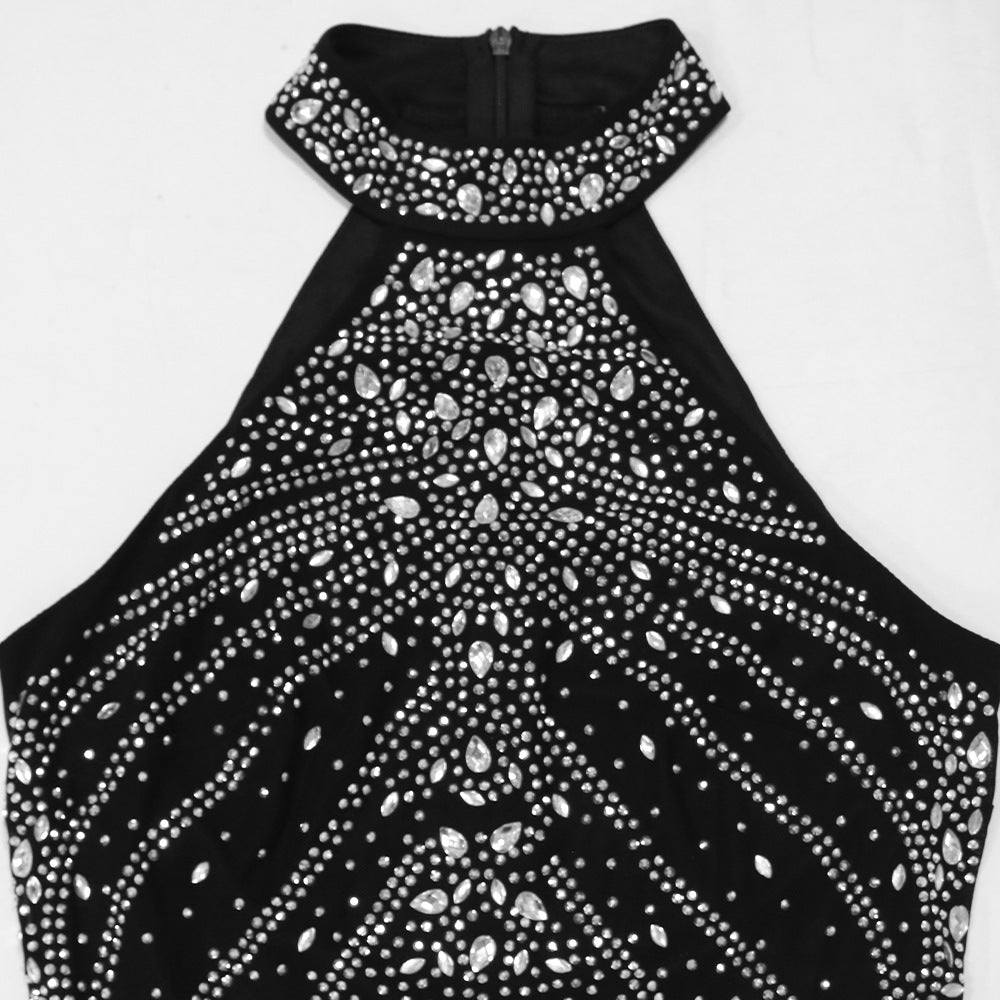 Halter Neck Beaded Nightclub Women Party Style Sexy Bodycon Dress 17