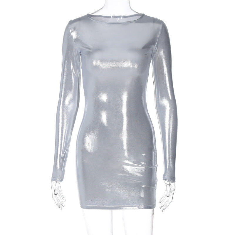 Women's Winter Fashion Sexy Slim Round Neck Long Sleeve Dress 9