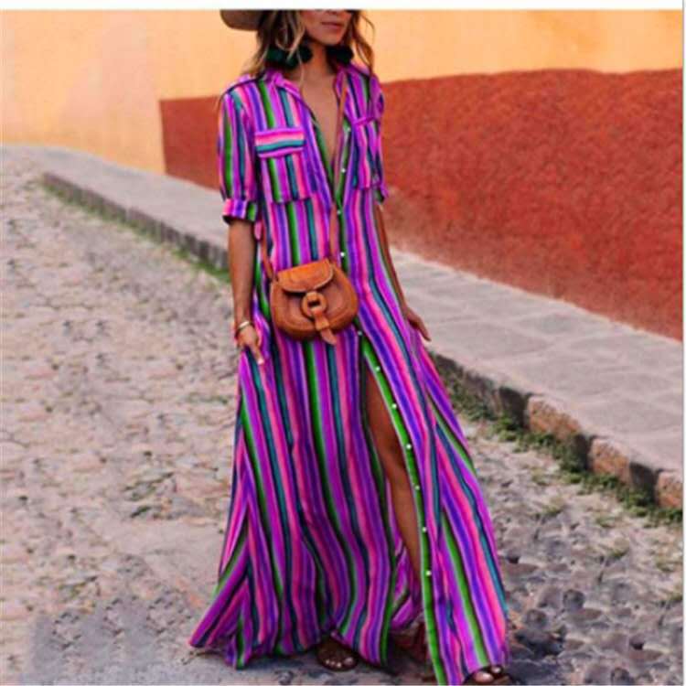 autumn bohemian style women's long dress 7