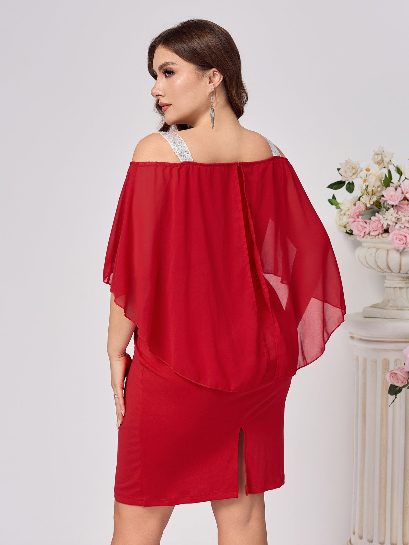 Plus Size Women Sleeve Strap Dress 4