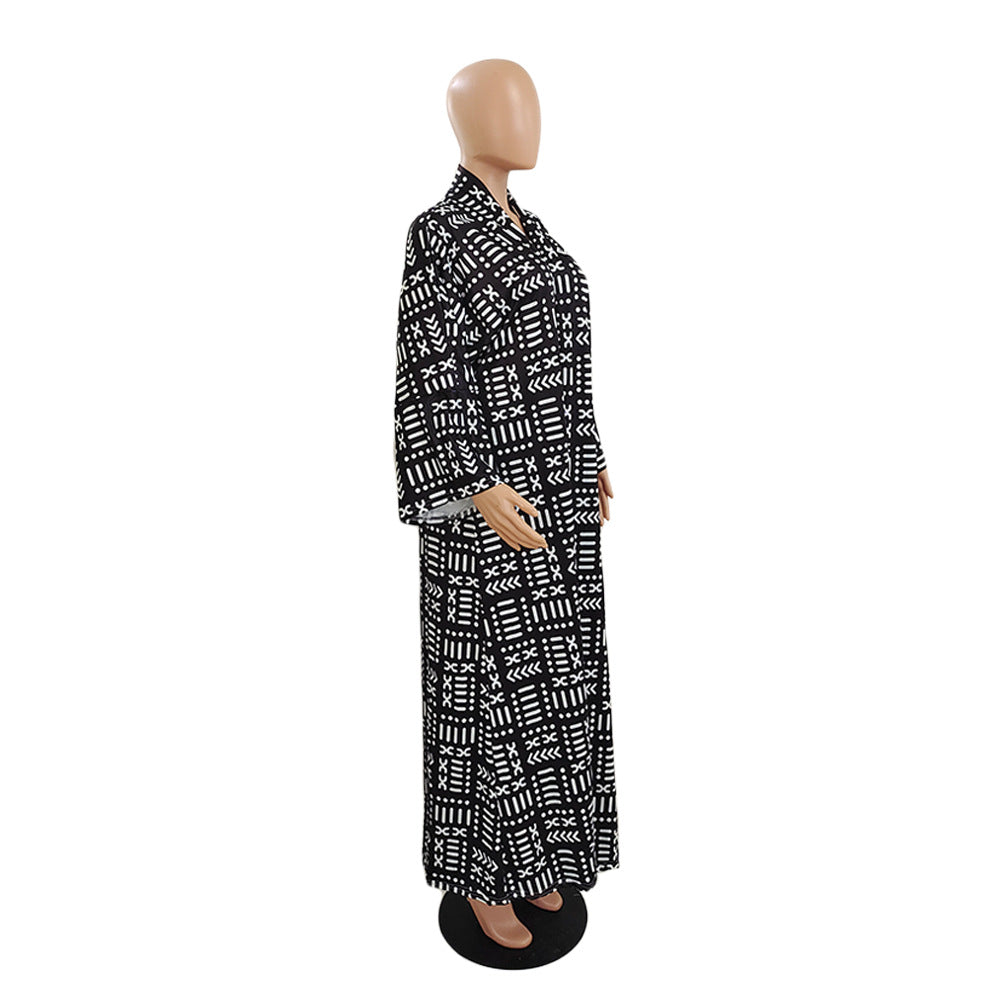 Women's Fashion Chic Plus Size Versatile Long Loose Print Cardigan Coat 31