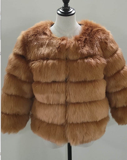 Women's Cropped Long Sleeve Fur Faux Fur Coat 14