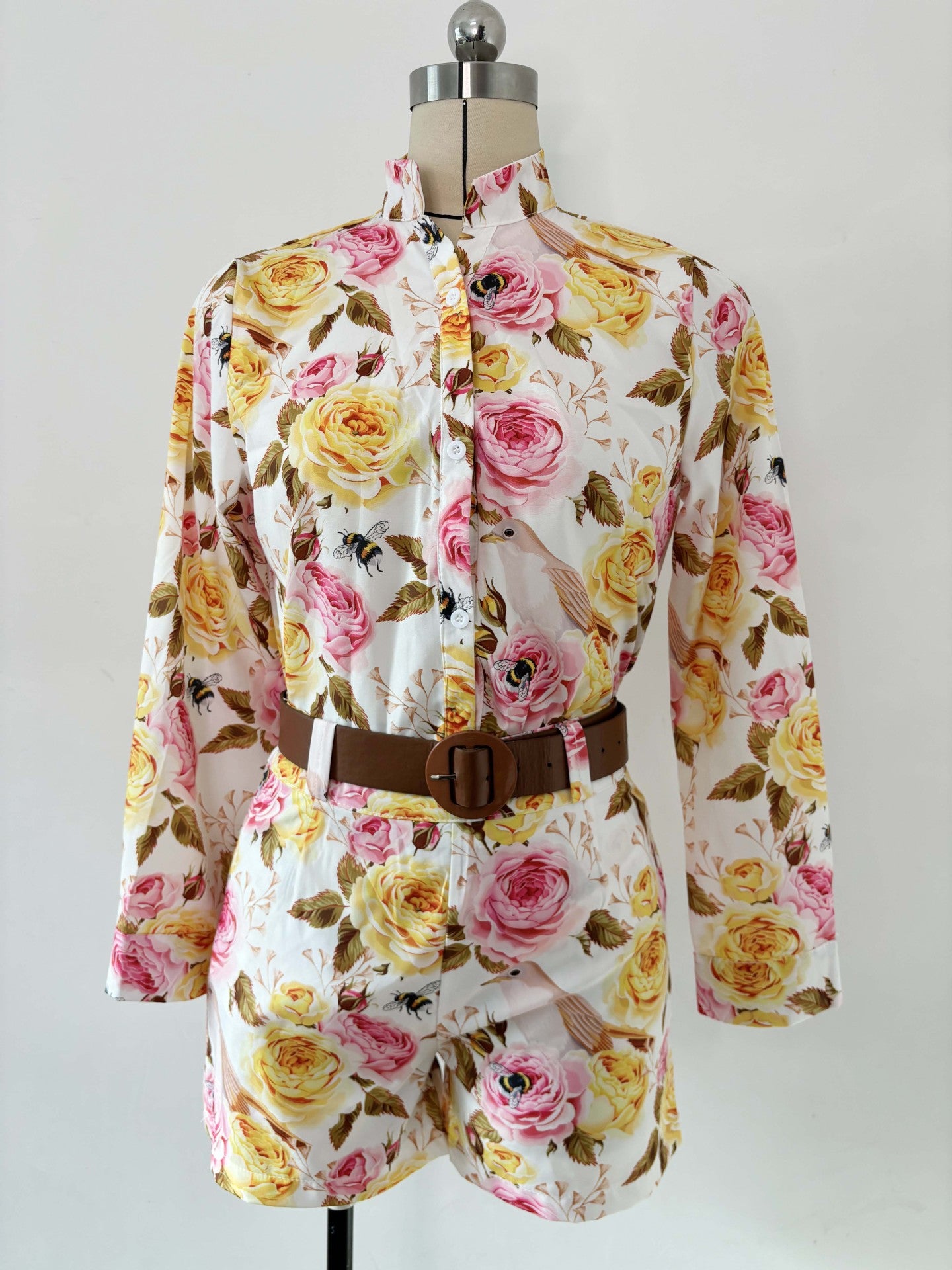 Women's Printed Long Sleeve Shirt Shorts Fashion Women's Two Piece Set 25