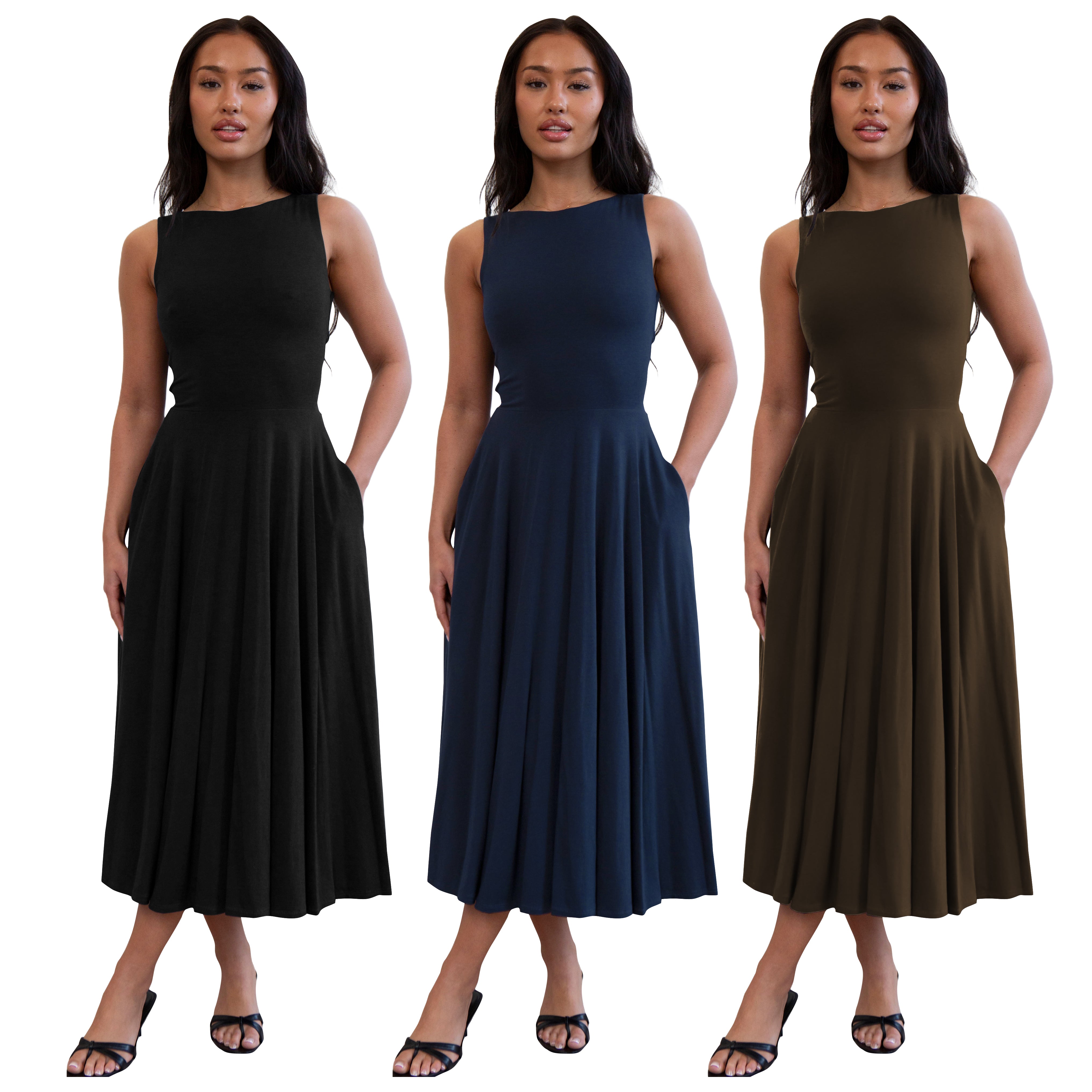 Women Solid Sleeveless Dress 6