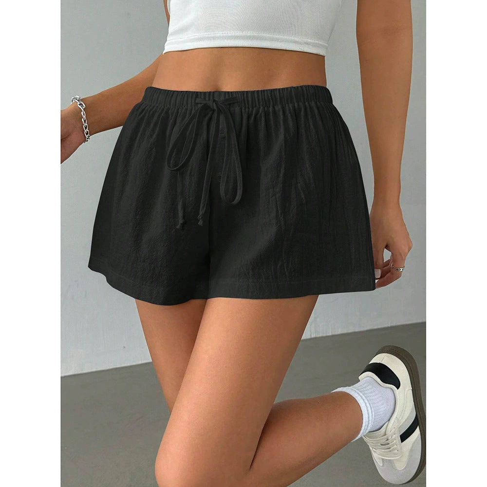 Summer Drawstring Solid Color Shorts Women’s Casual Wear 11