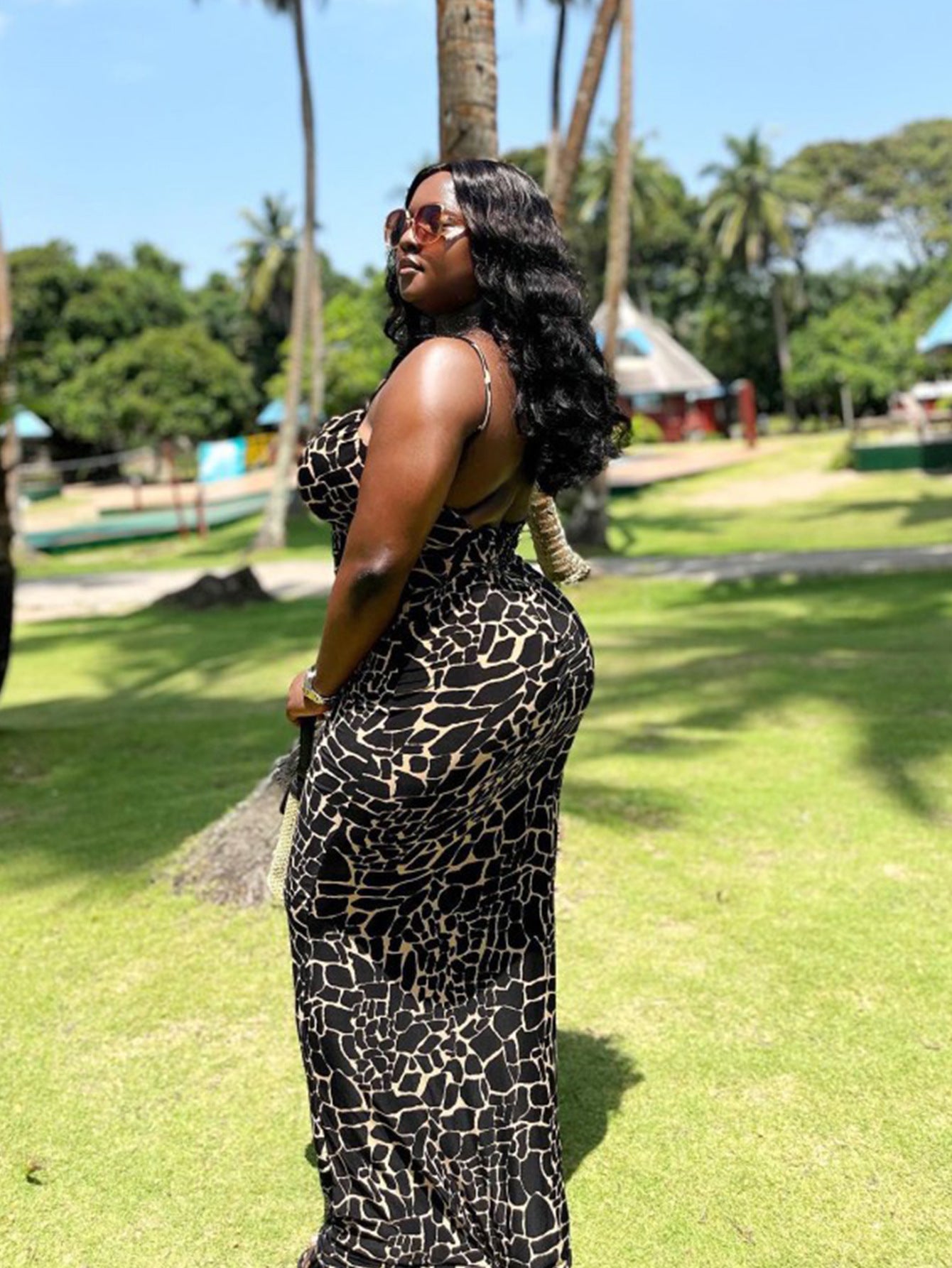 Women sexy suspender snake print Holidays dress