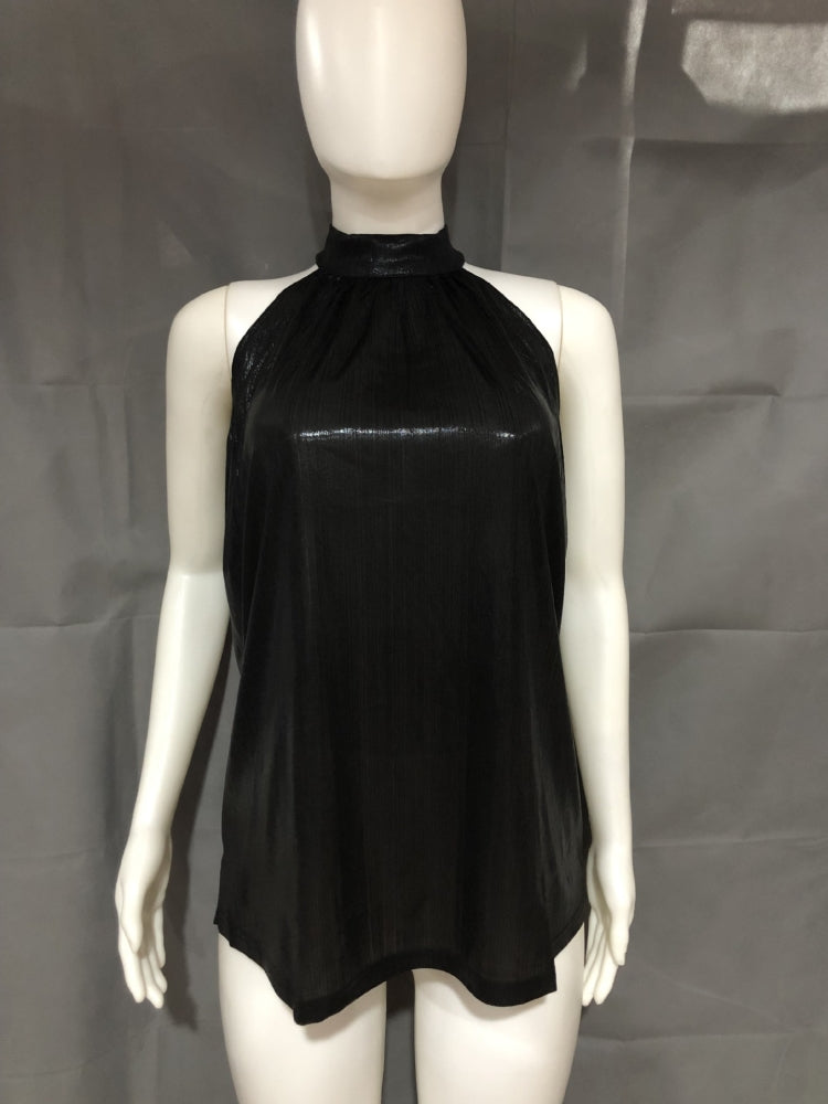 Women Summer Black Romantic O-Neck Sleeveless Solid Regular Tops 3