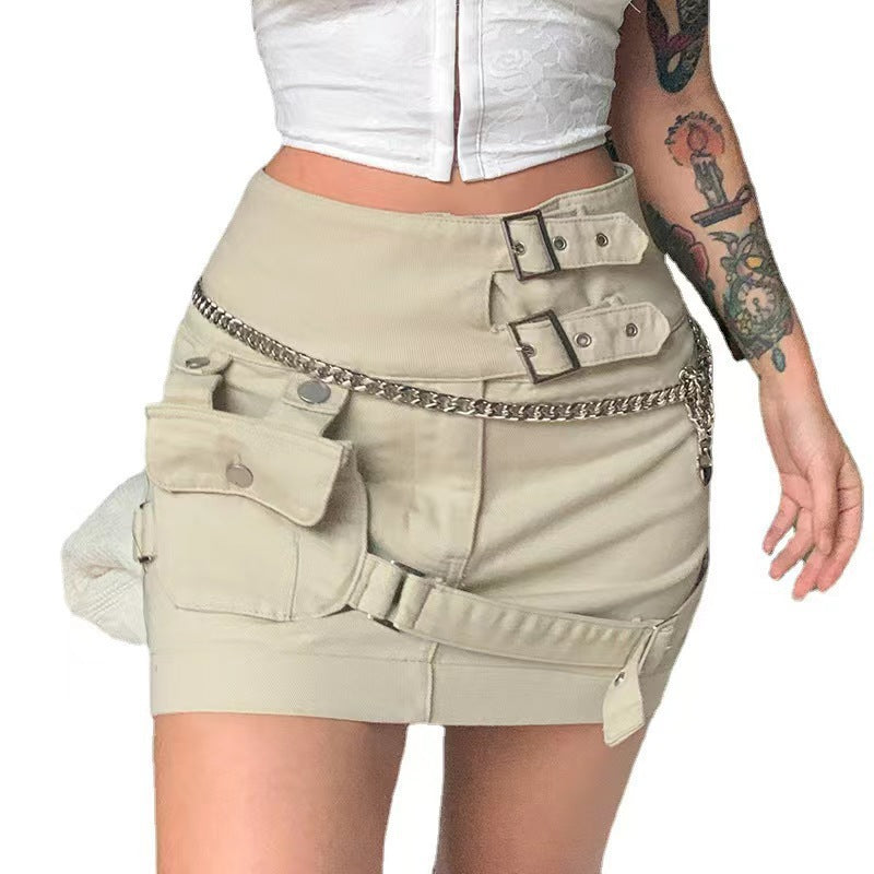 Women American Pocket Cargo Denim Mini Skirt 6