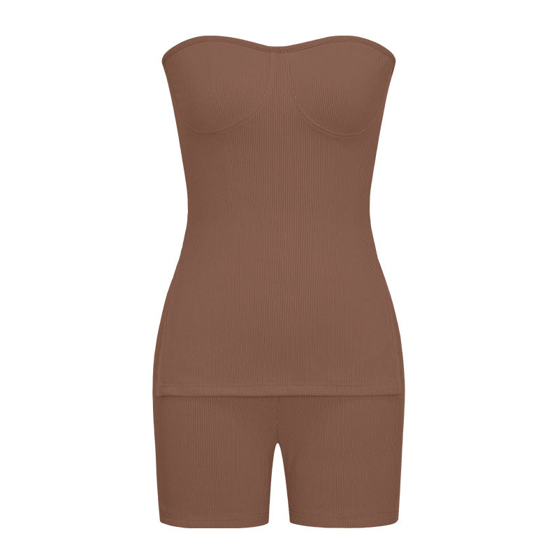 Knitting Ribbed Summer Solid Color Fashion Casual Suit 48