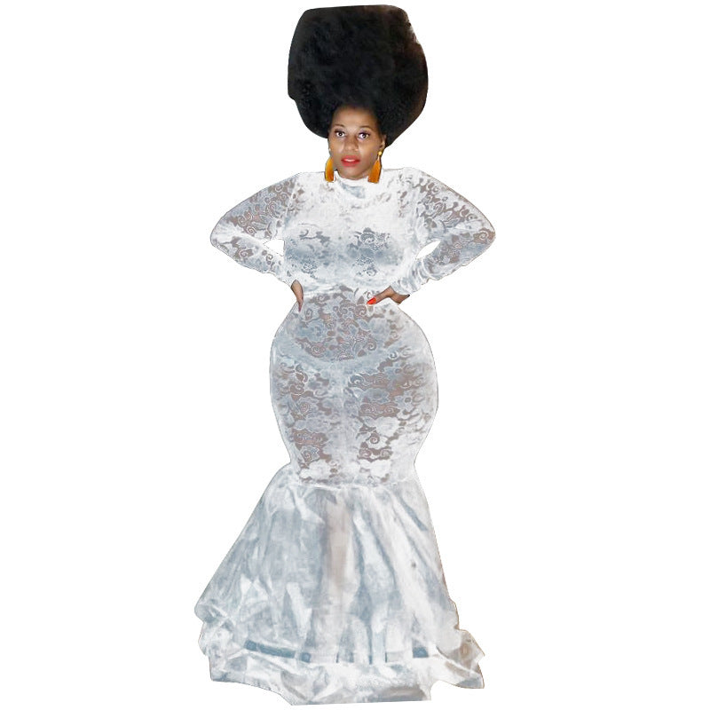 Plus Size Women See-Through Lace Bodycon Dress 10