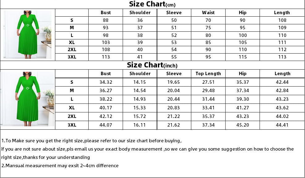 Women Autumn V-neck Elegant Pleated Dress 14