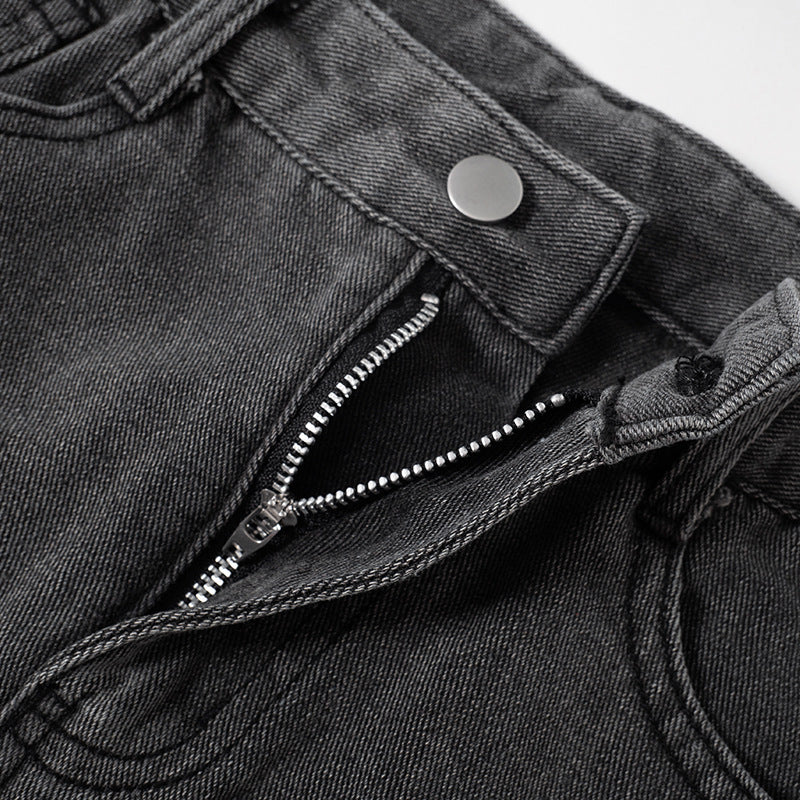 Women Autumn Solid Casual Button Zipper Denim Pleated Skirt 12