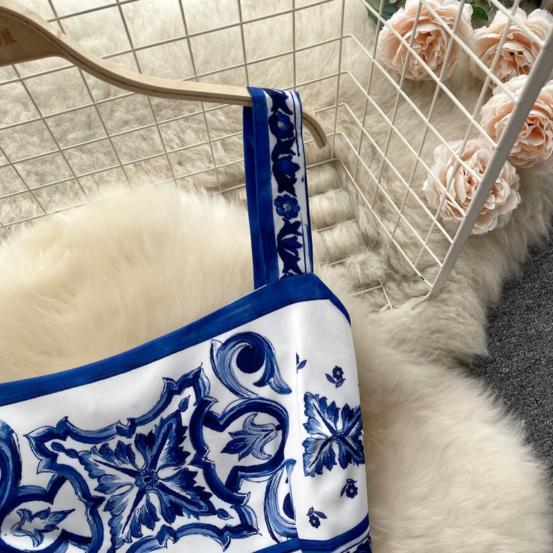 Women Summer Printed Camisole + Skirt Two-piece Set 24