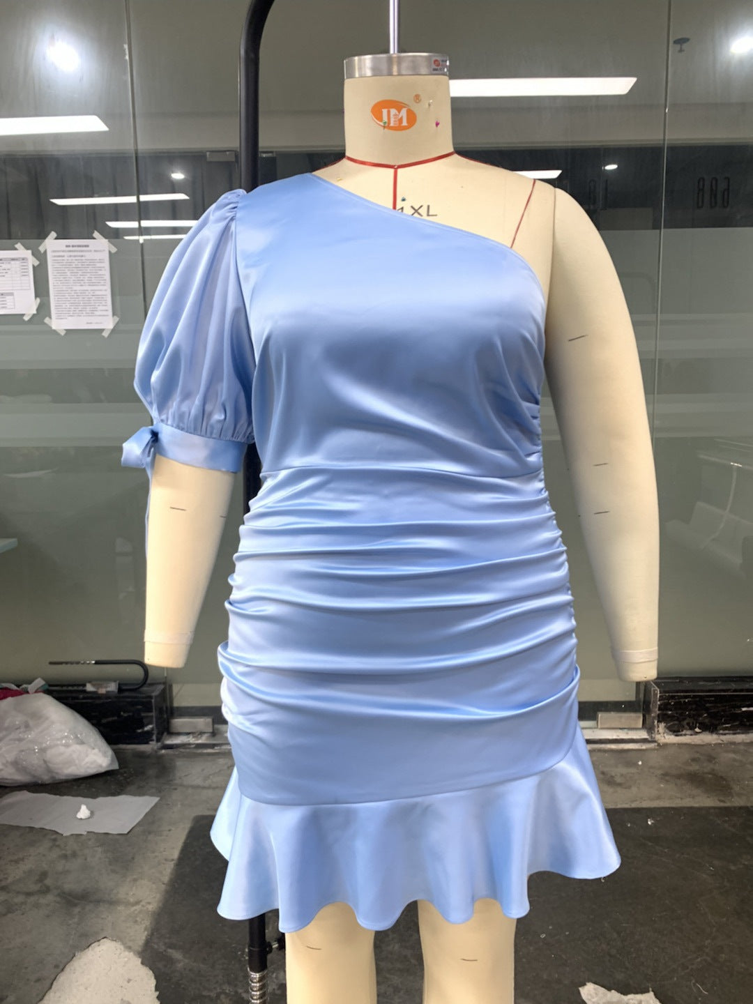 Plus Size Women One Shoulder Bodycon Dress 7