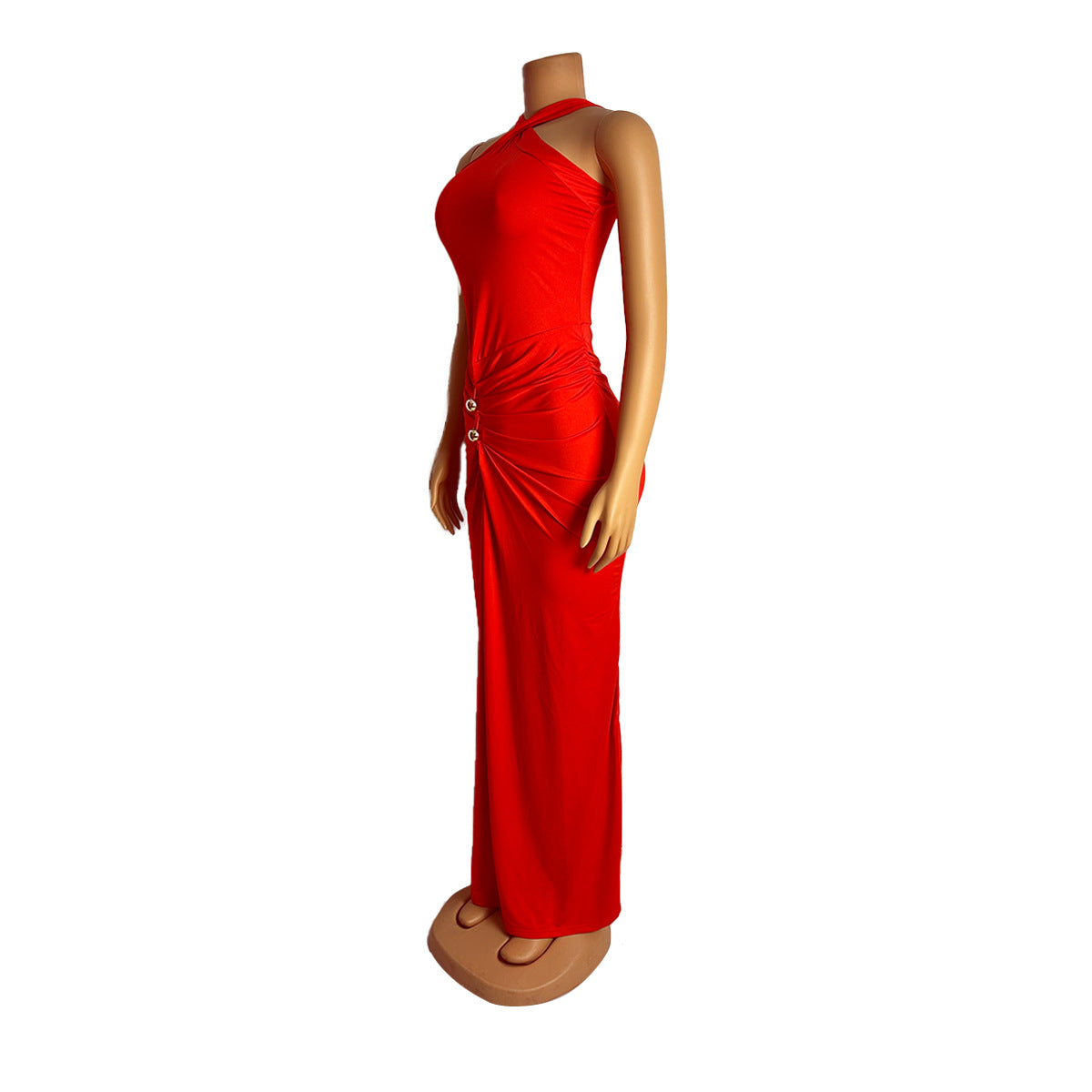 Women Sexy Party Gathered Bodycon Maxi Dress 15