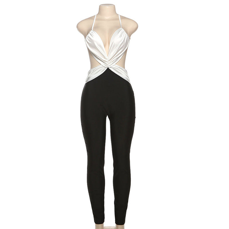 Summer Women’s Sexy Cross-Back Low-Back High-Waist Tight-Fitting Jumpsuit 5