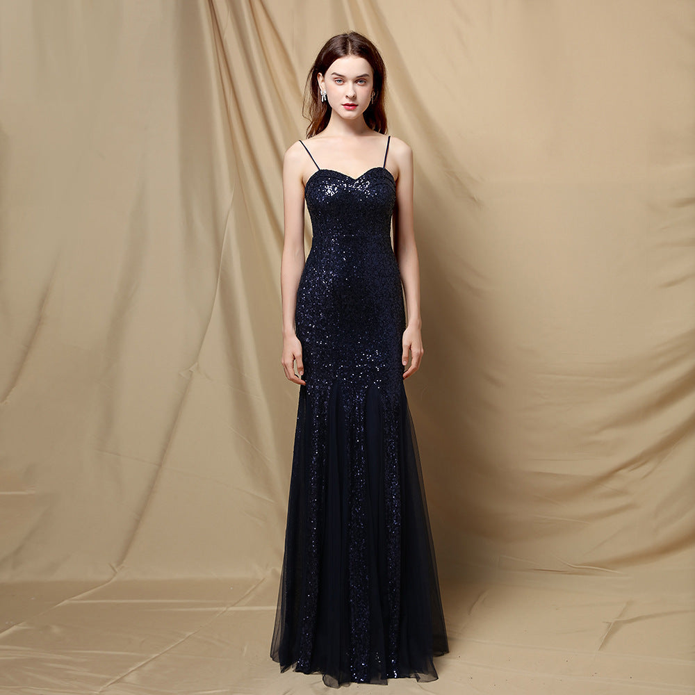 Summer Formal Sequins Strap Mermaid Evening Dress 6