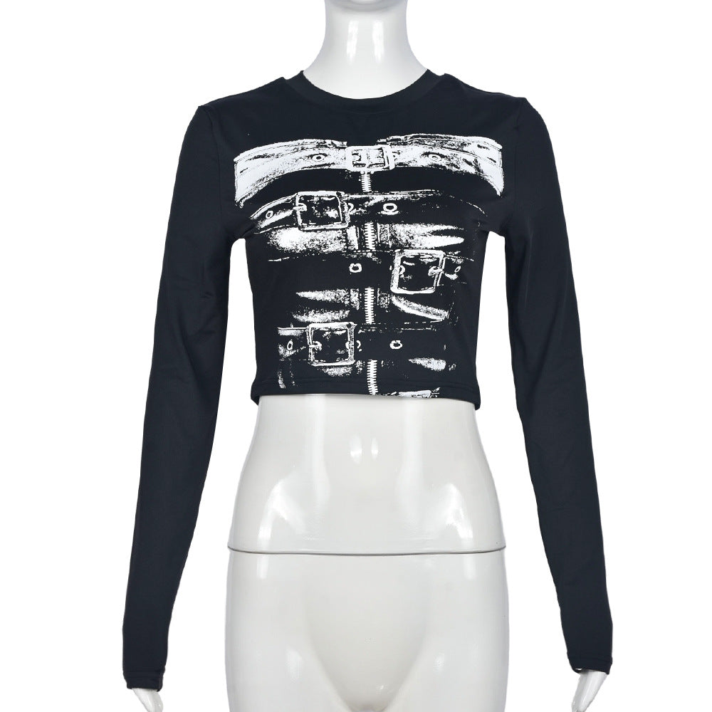 Women printed sexy long-sleeved Top and Style Skirt two-piece set 12