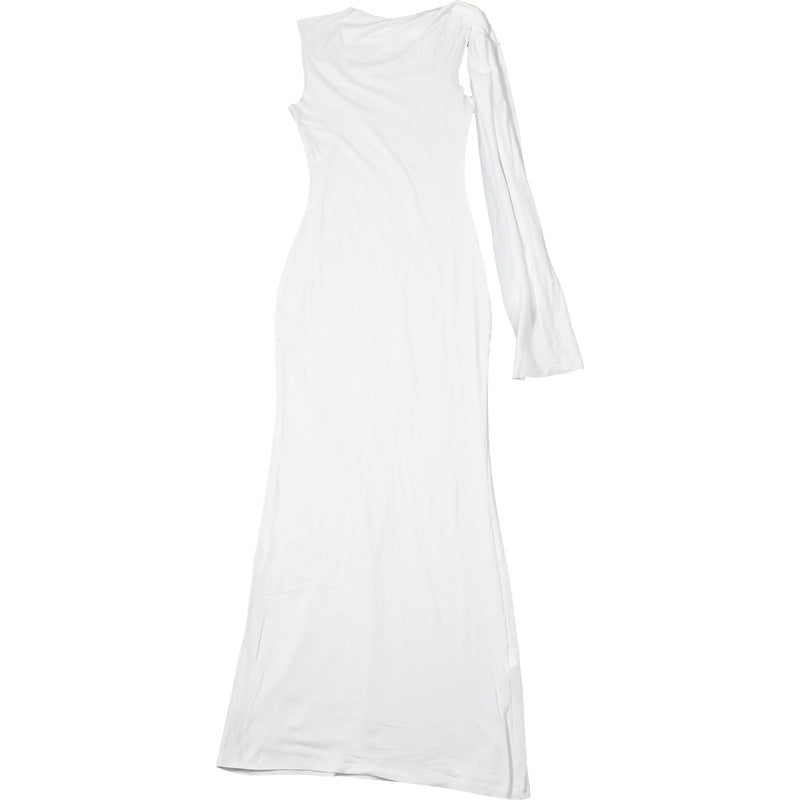 Spring & Summer Women's Casual Sexy Solid Slash Shoulder Sleeveless Slim Long Dress 20