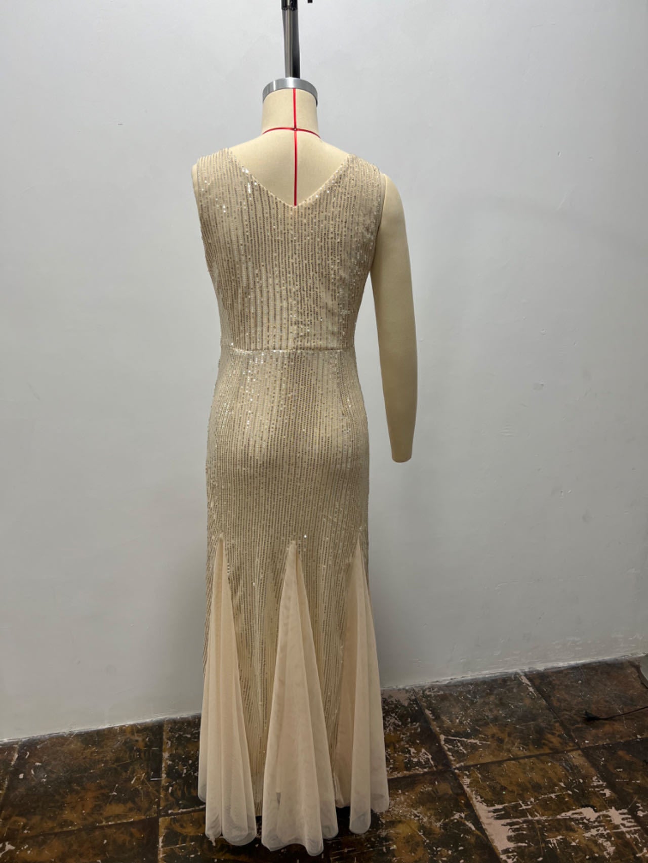 Women Sequin Red Sexy Mermaid Formal Party Evening Dress 7