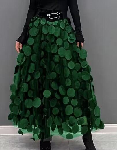Women Retro Polka Dot Mesh Skirt 5