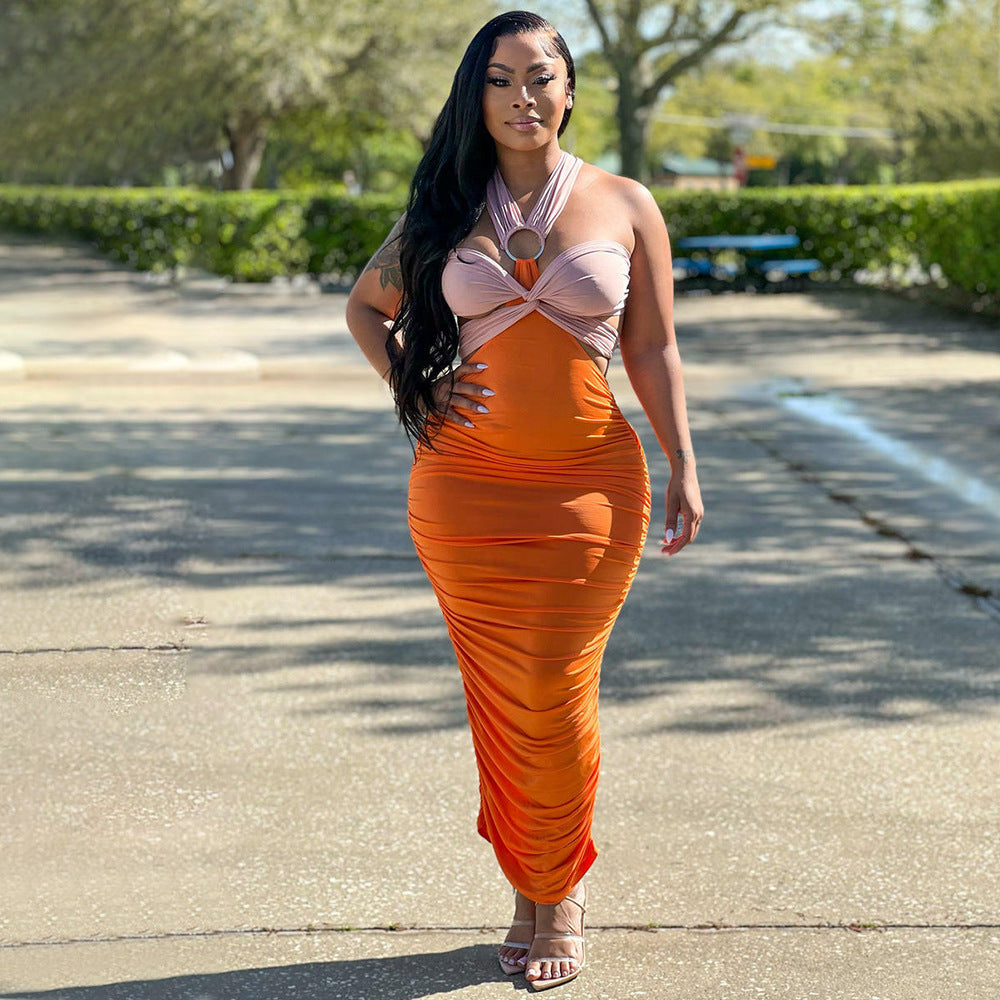 Women Summer Irregular Color Contrast Dress 6