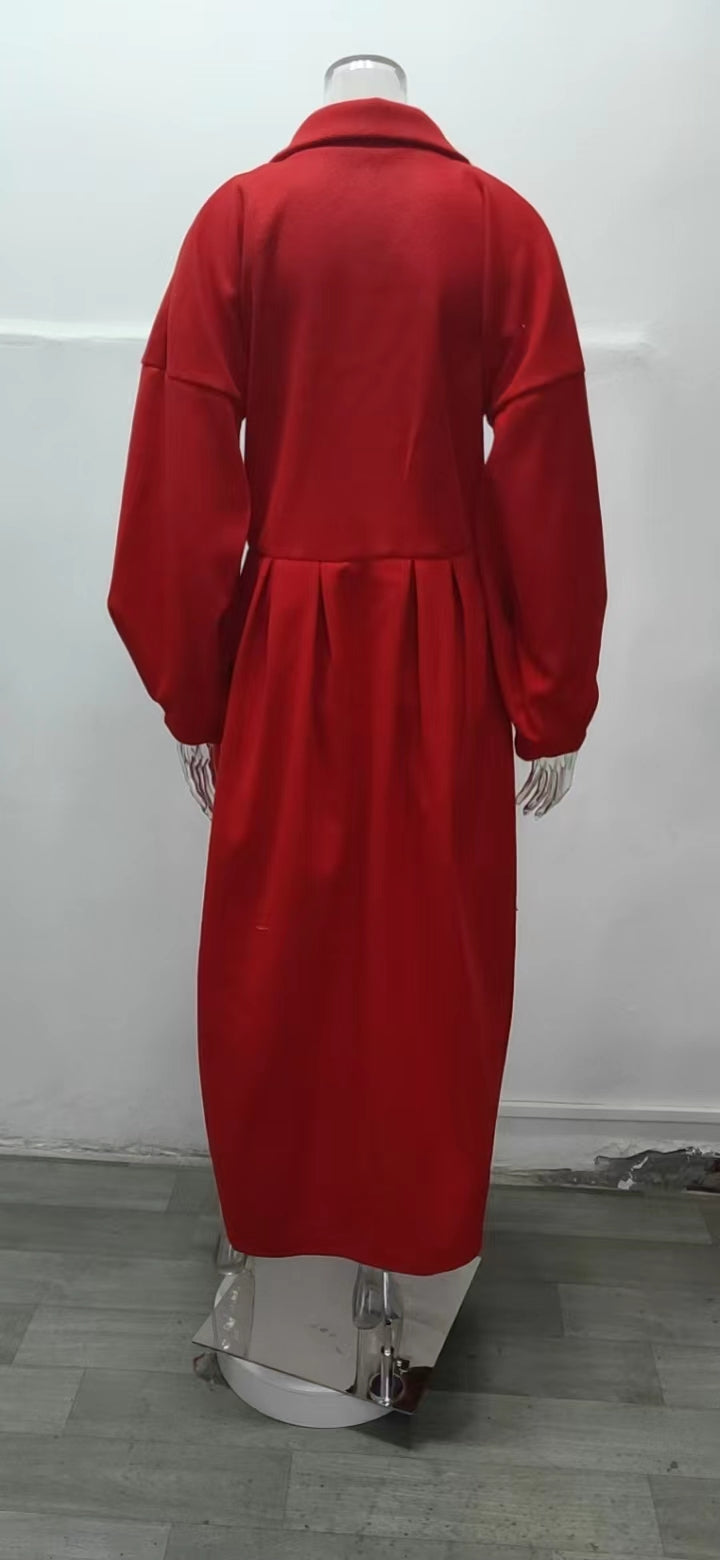 Women Vintage Balloon Sleeve Turndown Collar Wool Jacket 21